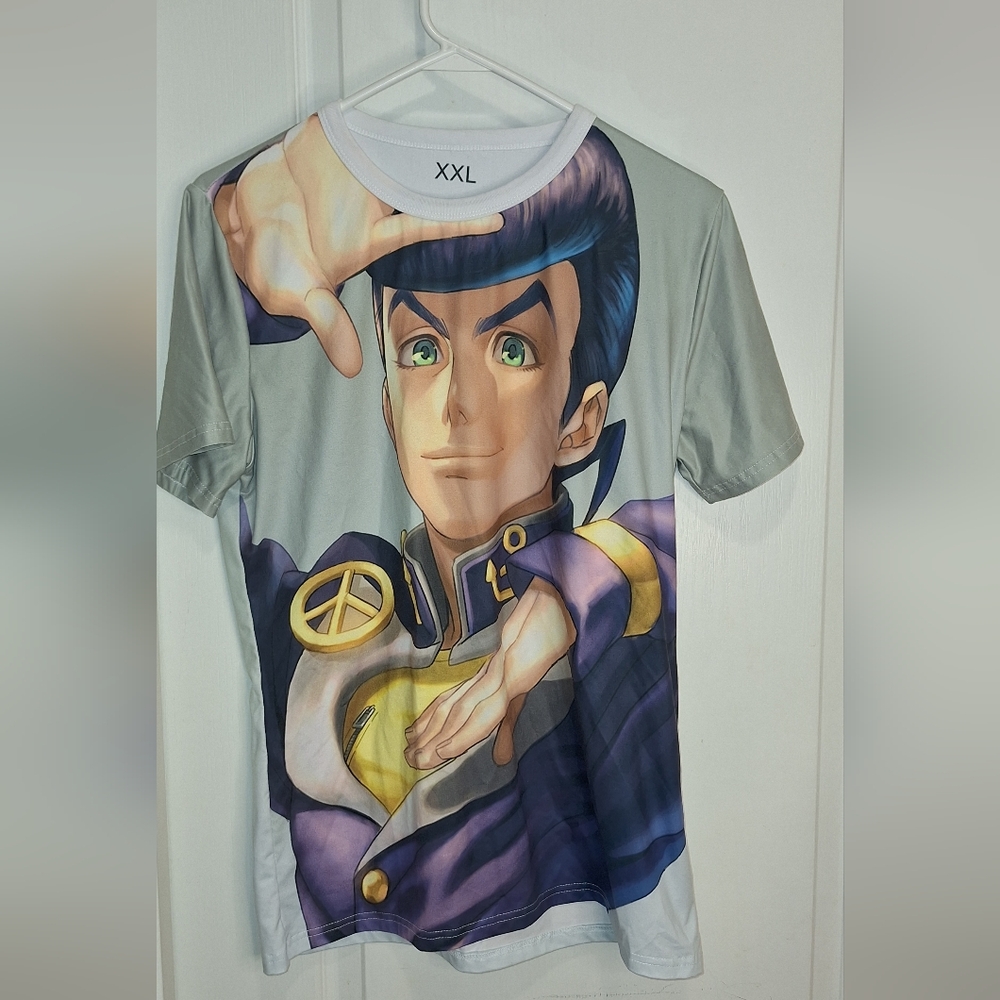 JOJO/ UNISEX JUNIORS XXLGray and Purple Anime Short Sleeve Tees with Soft Fabric